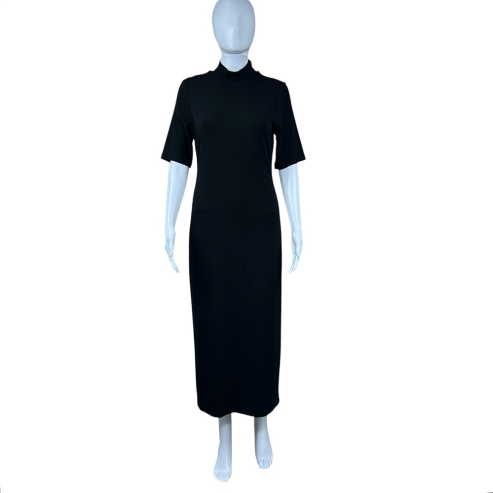 Marine Layer Lexi Rib Mock Neck Midi Dress Size LARGE Preppy QuietLuxury - Picture 2 of 16